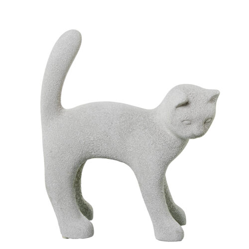 FIGURA GATO 30CM CERÁMICA GRIS ARENA