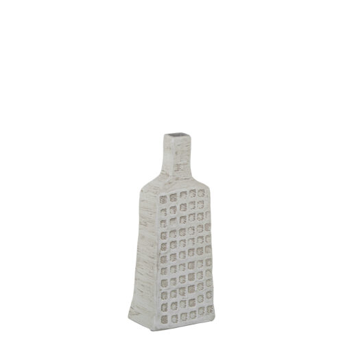 JARRON BOTELLA CERAMICA 40CM BLANCO ARENA