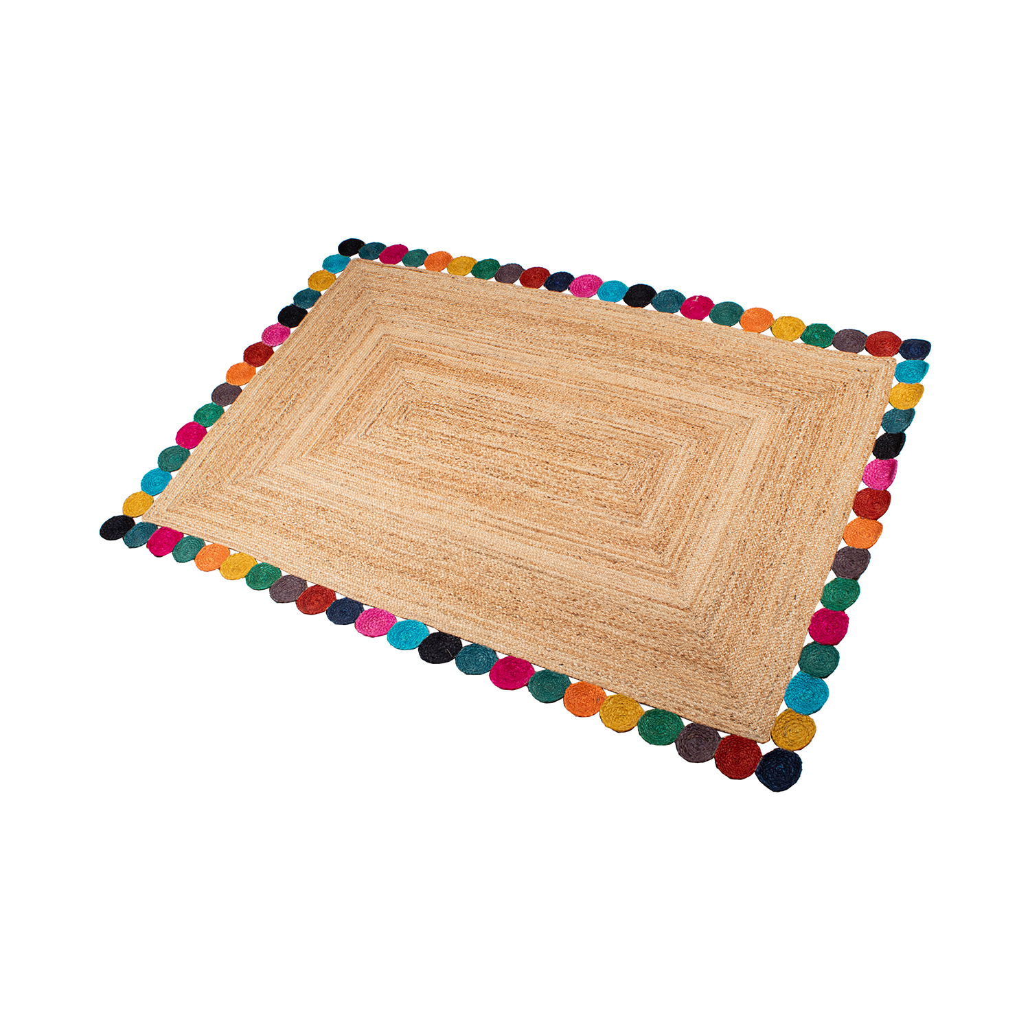 ALFOMBRA YUTE 120X170CM NATURA BORDE REDONDELES MULTICOLOR