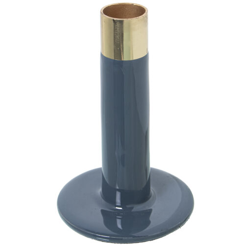 PORTAVELAS METAL ESMALTADO AZUAZUL/DORADO