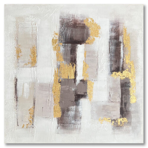 CUADRO LIENZO MARCO MADERA NATURAL 80X100CM ABSTRACTO