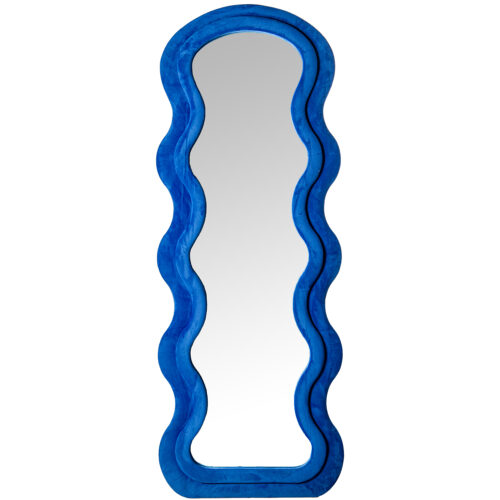 ESPEJO DE PIE MADERA DM TERCIOPELO AZUL