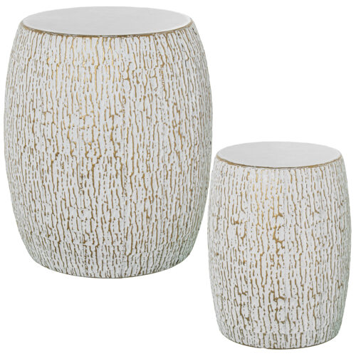 SET 2 TABURETES DORADO/BLANCOBLANCO