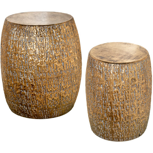 SET 2 TABURETES METAL DORADO