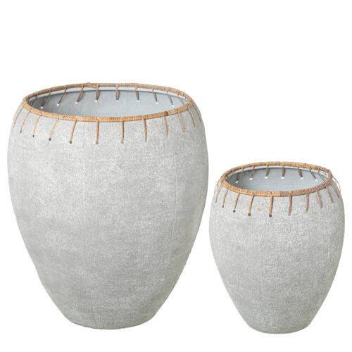 SET 2 JARRONES METAL BLANCO