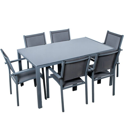 SET MESA COMEDOR+6 SILLAS ALUMINTÉTICO (PE) MOSTAZA