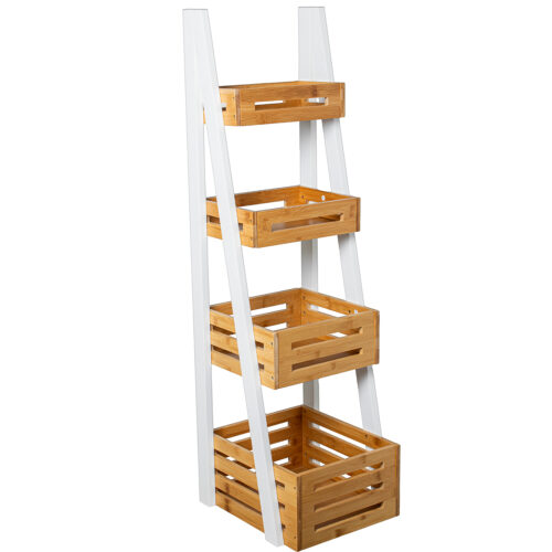 ESTANTERIA BAÑO MADERA BLANCO/NATURAL C/3 CESTOS