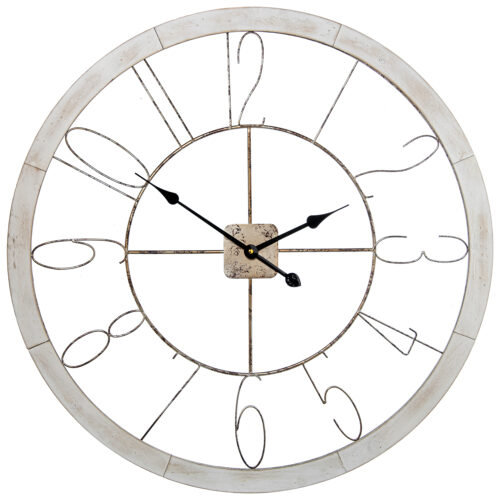 RELOJ PARED MADERA 80CM MANECIMANECILLAS ALUMIN. NUM. DORADO