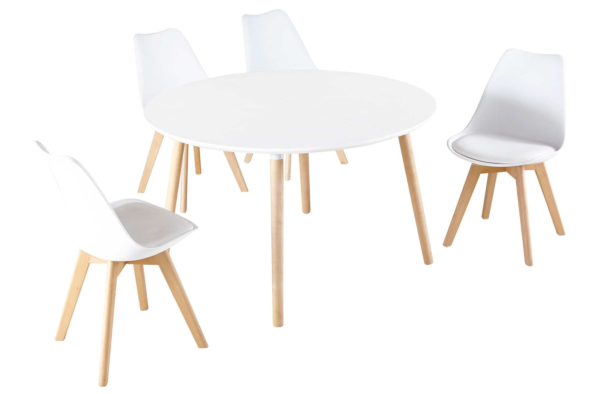 MESA COMEDOR EXTENSIBLE NORDIKA 100 - 140 - 180 CM BLANCO / HAYA. - Imagen 4