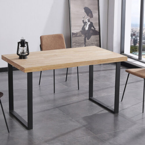 MESA COMEDOR FIJA NATURAL 140 x 80 CM  ROBLE NORDISH / NEGRO.
