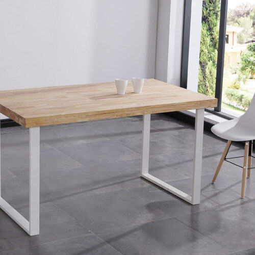 MESA COMEDOR FIJA NATURAL 140 x 80 CM  ROBLE NORDISH / BLANCO.