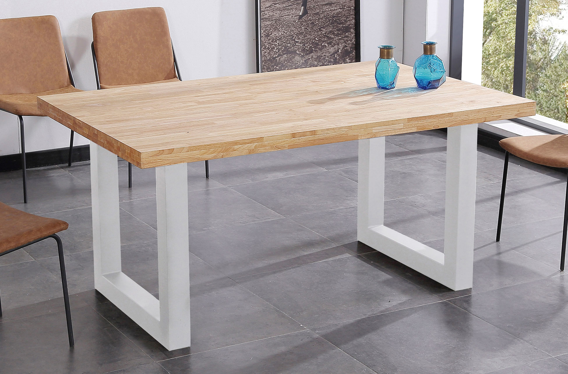 MESA COMEDOR FIJA LOFT 160 x 100 CM ROBLE NORDISH / BLANCO. - Imagen 4