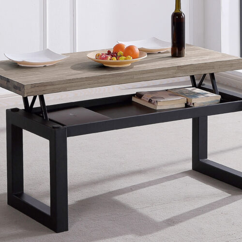 MESA CENTRO ELEVABLE LOFT 120 x 60 CM ROBLE  AMERICAN / NEGRO.