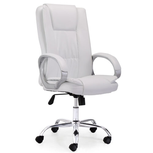 SILLÓN GIRATORIO ATLAS SÍMIL PIEL BLANCO