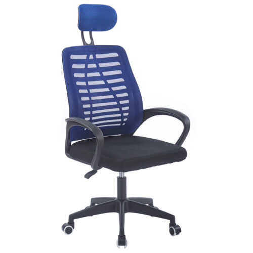 SILLON GIRATORIO CON REPOSACABEZAS KNECK RED TRANSPIRABLE NEGRO / AZUL