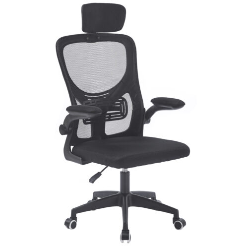 SILLON GIRATORIO CON REPOSACABEZAS AERO RED TRANSPIRABLE NEGRO