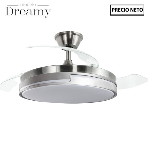 VENTILADOR TECHO C/LUZ 3 ASPAS RETRÁCTILES NEGRO DREAMY