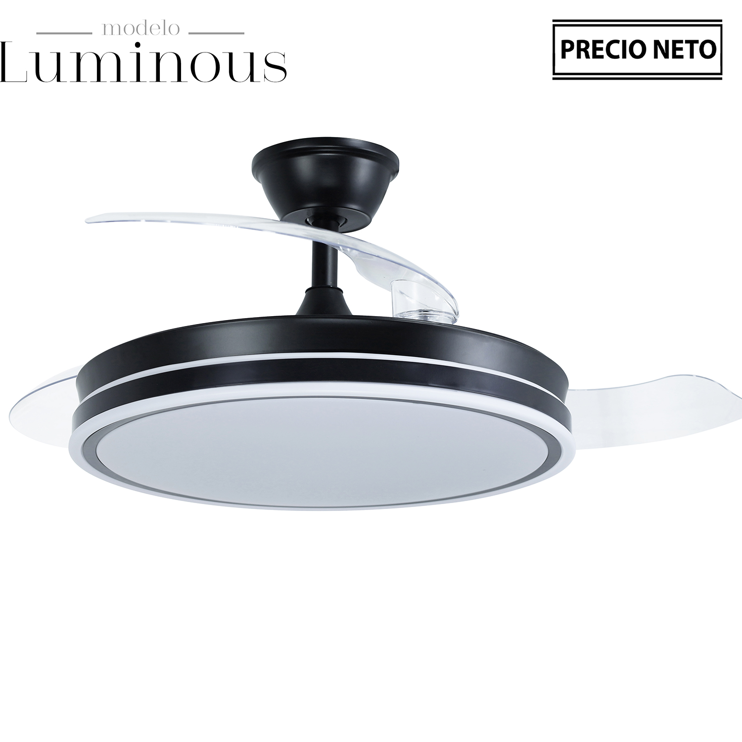 VENTILADOR TECHO C/LUZ 3 ASPAS RETRÁCTILES DORADO DREAMY