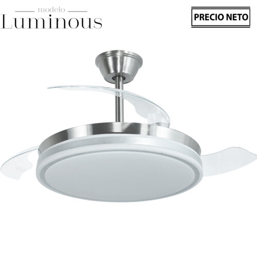 VENTILADOR TECHO C/LUZ 3 ASPAS RETRÁCTILES BLANCO LUMINOUS
