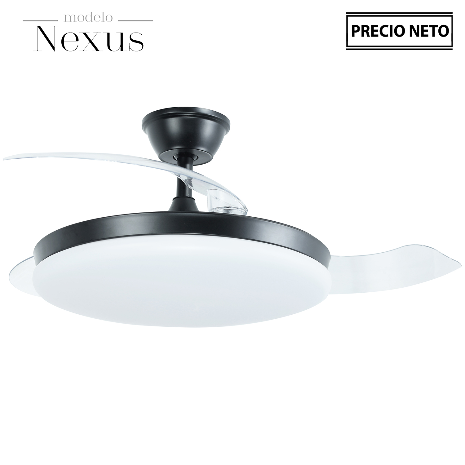 VENTILADOR TECHO C/LUZ 3 ASPAS RETRÁCTILES BLANCO NEXUS