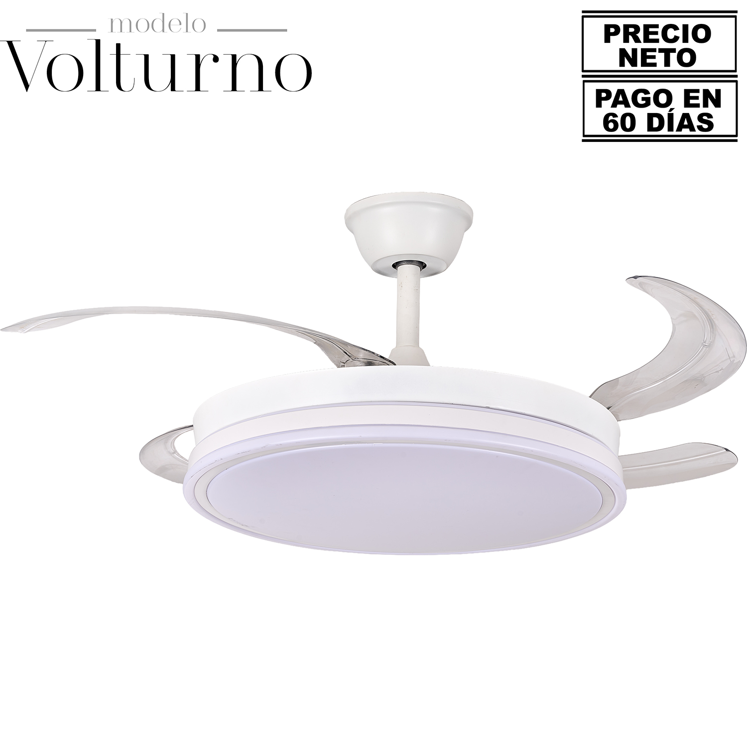 VENTILADOR TECHO C/LUZ 4 ASPAS RECTRACTILES CUERO NEXUS