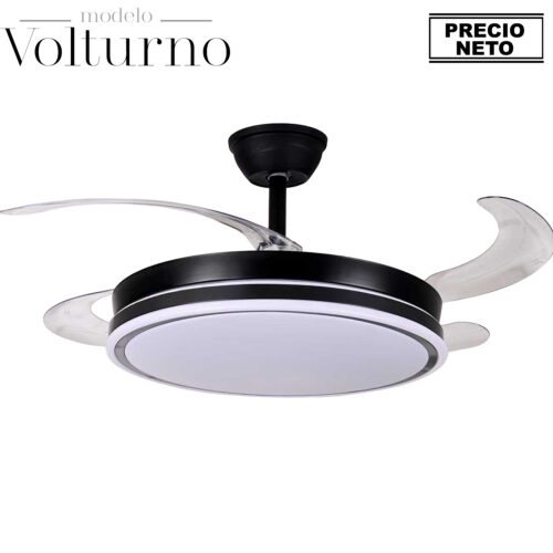 VENTILADOR TECHO C/LUZ 4 ASPAS RETRACTILES BLANCO VOLTURNO