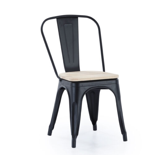 SILLA COMEDOR TOLIX NEGRO ASIENTO ROBLE NORDISH