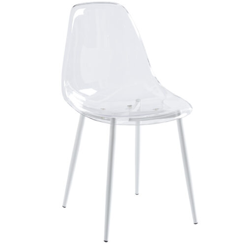 SILLA COMEDOR TELMA TRANSPARENTE PATAS BLANCAS