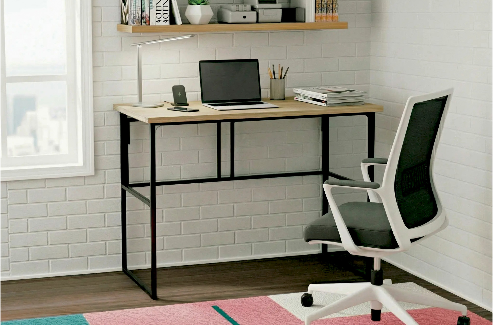 MESA ESTUDIO PLEGABLE 120 x 50 CM 0AK / NEGRO - Imagen 6