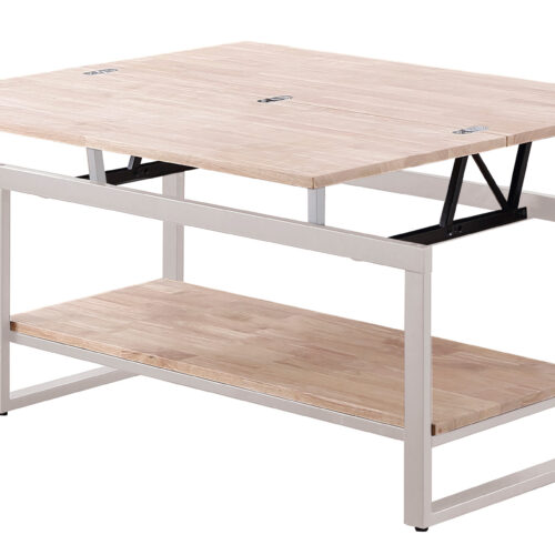 MESA CENTRO ELEVABLE Y EXTENSIBLE STEVE  100 x 45 CM ROBLE NORDISH / BLANCO.