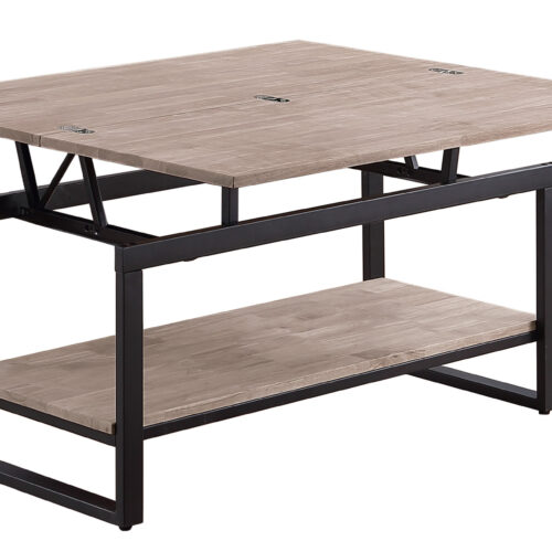 MESA CENTRO ELEVABLE Y EXTENSIBLE STEVE  100 x 45 CM ROBLE HONEY / NEGRO.