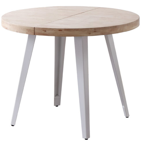 MESA COMEDOR REDONDA EXTENSIBLE BERG 100 - 140 - 180 CM ROBLE NORDISH / BLANCO.