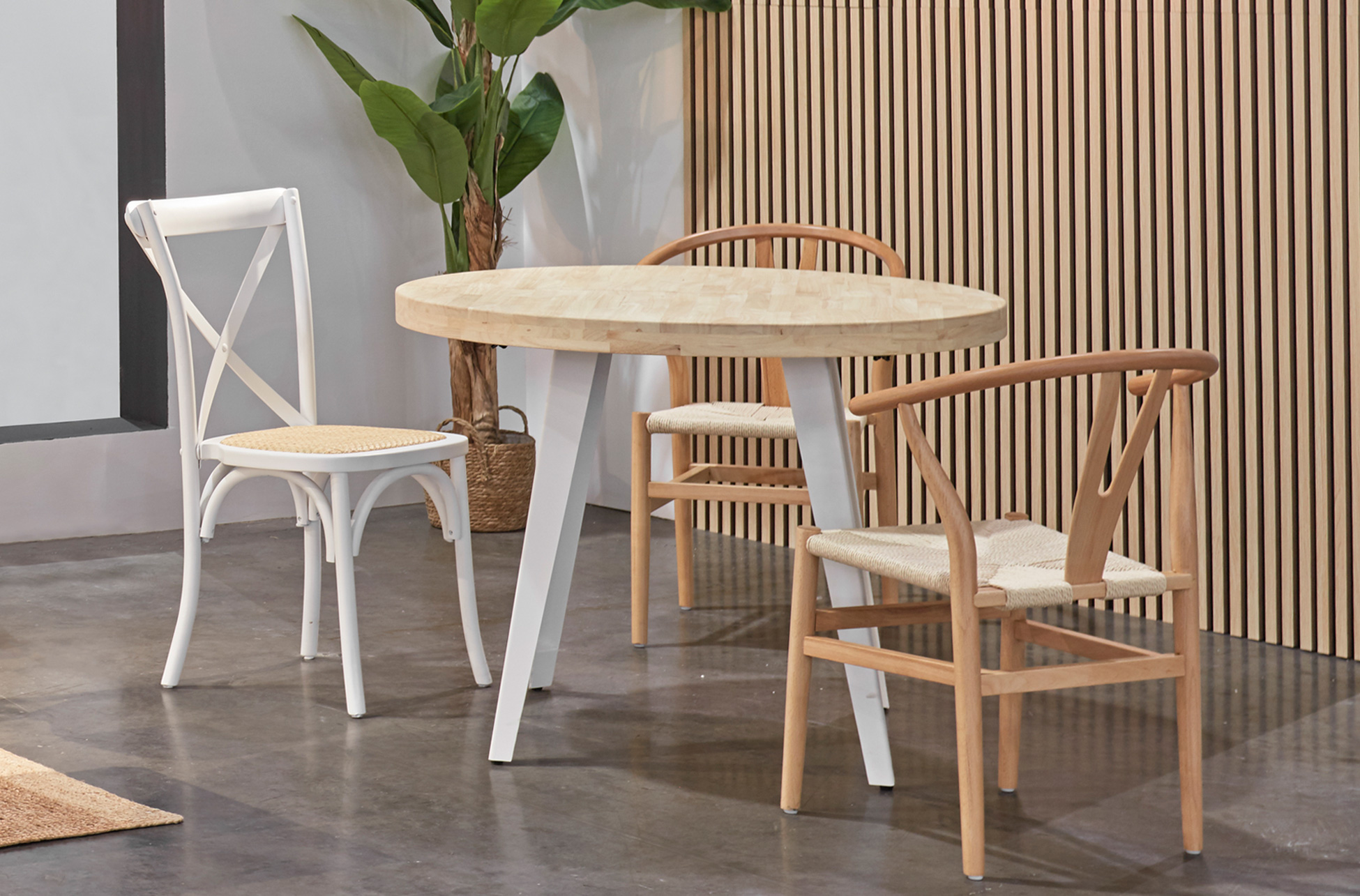 MESA COMEDOR REDONDA EXTENSIBLE BERG 120 - 160 - 200 CM ROBLE NORDISH / BLANCO. - Imagen 2