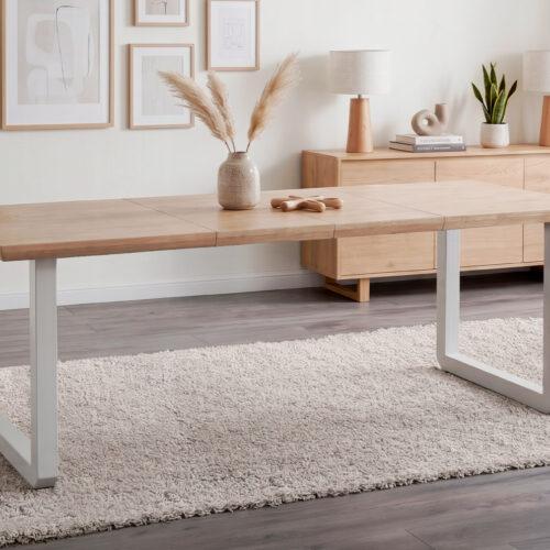 MESA COMEDOR EXTENSIBLE ROMA 140 - 180 - 220 x 80 CM ROBLE NORDISH / BLANCO.