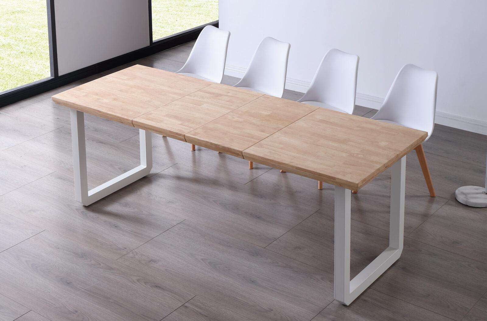 MESA COMEDOR EXTENSIBLE ROMA 140 - 180 - 220 x 80 CM ROBLE NORDISH / BLANCO. - Imagen 6