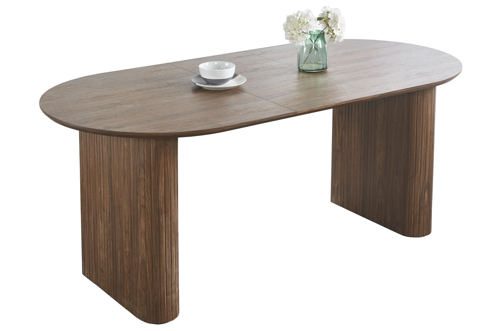 MESA COMEDOR OVAL EXTENSIBLE 150 - 190 - 230 CM PIETRA NOGAL - Imagen 2