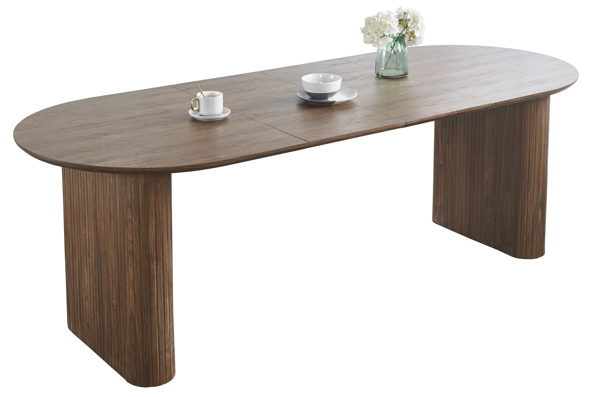 MESA COMEDOR OVAL EXTENSIBLE 150 - 190 - 230 CM PIETRA NOGAL - Imagen 3