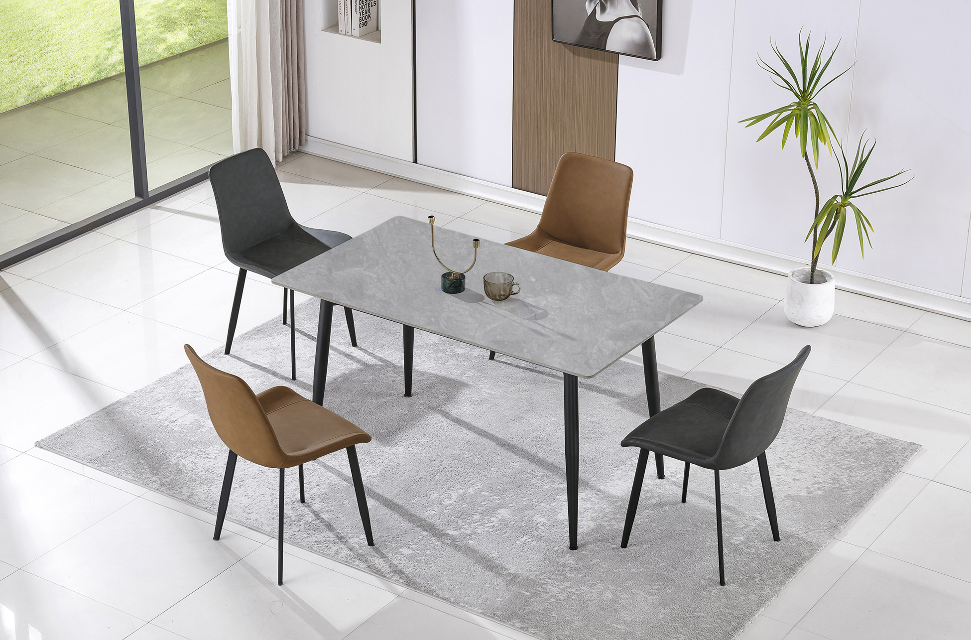 MESA COMEDOR FIJA BERNA 140 x 80 CM CERAMIC GREES GRIS - Imagen 6