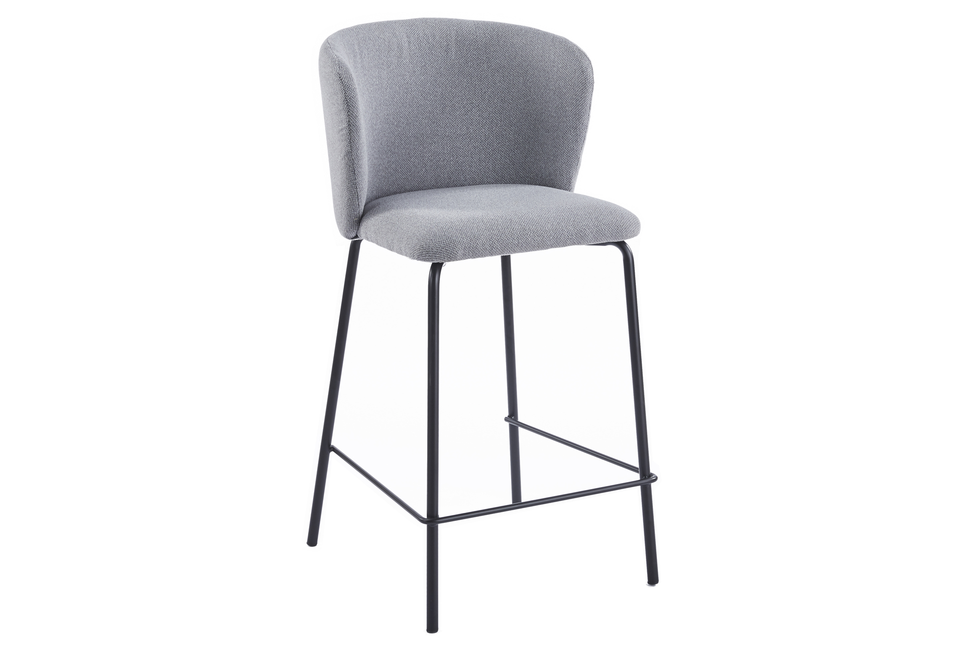 TABURETE TAPIZADO MARGOT ALTO ASIENTO 65 CM TEJIDO GRIS.