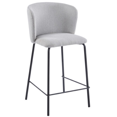 TABURETE TAPIZADO MARGOT ALTO ASIENTO 65 CM TEJIDO BEIGE.