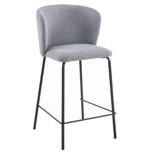 TABURETE TAPIZADO MARGOT ALTO ASIENTO 75 CM TEJIDO GRIS.
