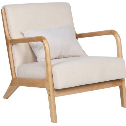 BUTACA TOKIO MICROFIBRA BEIGE / MADERA