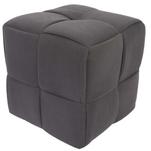PUFF 45 X 45 CM CORDUROY GRIS