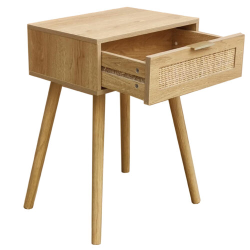 MESILLA DE NOCHE 40 x 30 CM FREYA PINO / RATTAN.