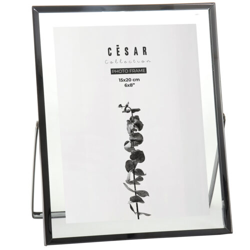 PORTAFOTOS 15X20CM CRISTAL/METAL GRIS PLOMO