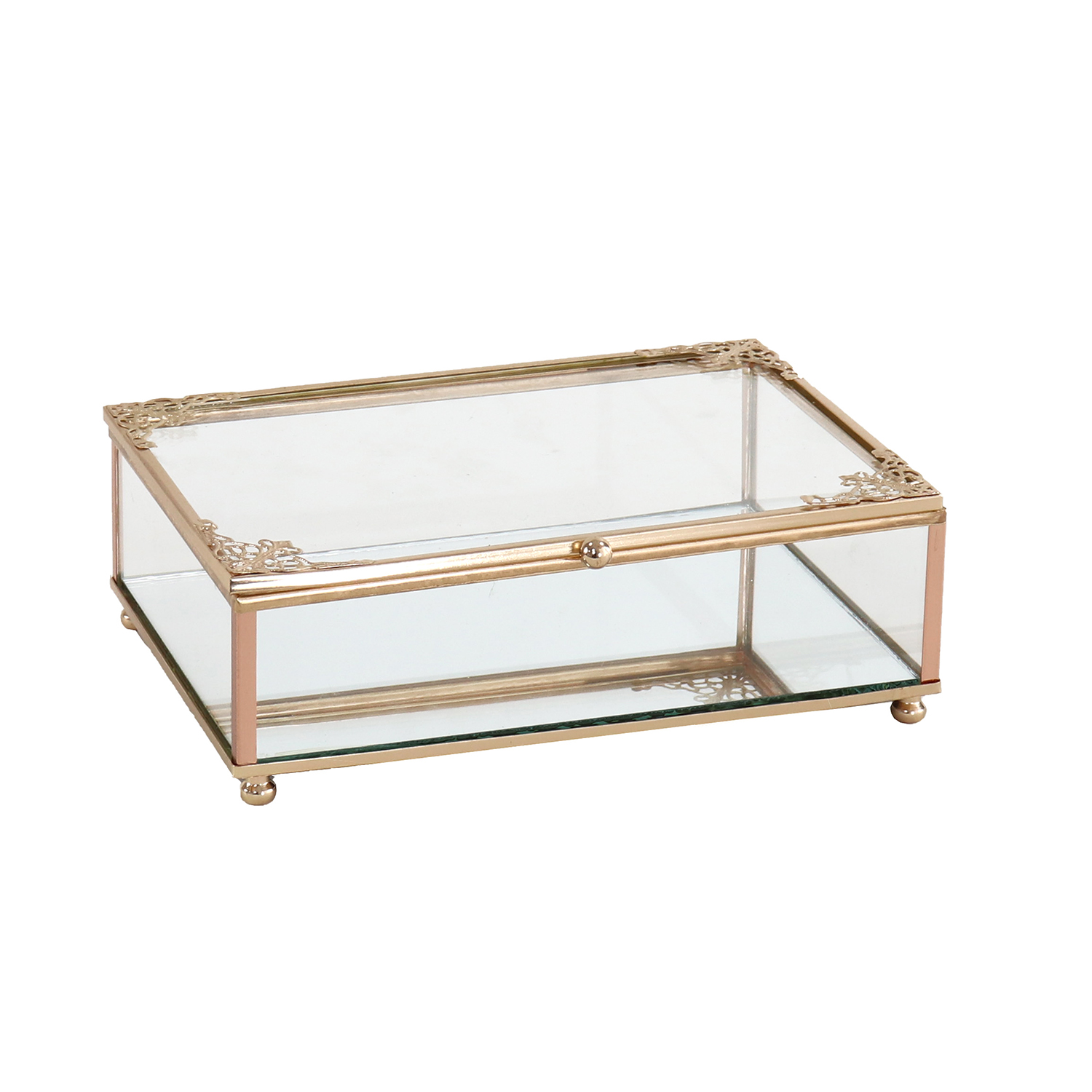 CAJA METAL DORADO/CRISTAL