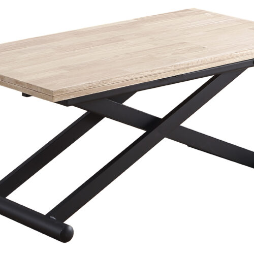 MESA CENTRO ELEVABLE Y EXTENSIBLE NATURAL 110 x 57 CM ROBLE NORDISH / NEGRO.