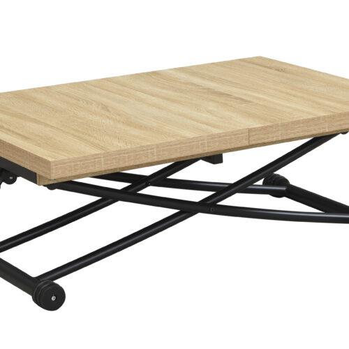 MESA CENTRO ELEVABLE Y EXTENSIBLE 100 - 130 - 160 CM TAYLOR OAK / NEGRO.