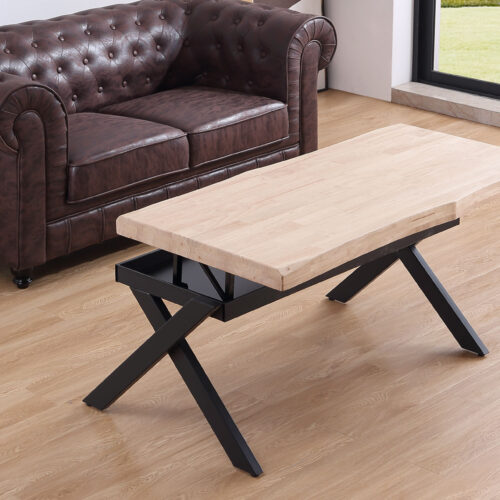 MESA CENTRO ELEVABLE XENA 120 X 66 CM TAPA CON FORMA ROBLE NORDISH  / NEGRO.