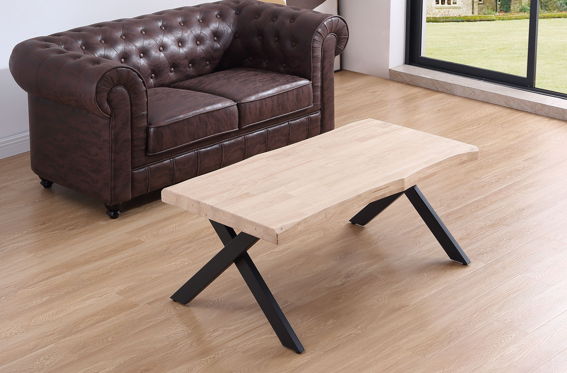 MESA CENTRO ELEVABLE XENA 120 X 66 CM TAPA CON FORMA ROBLE NORDISH / NEGRO. - Imagen 4